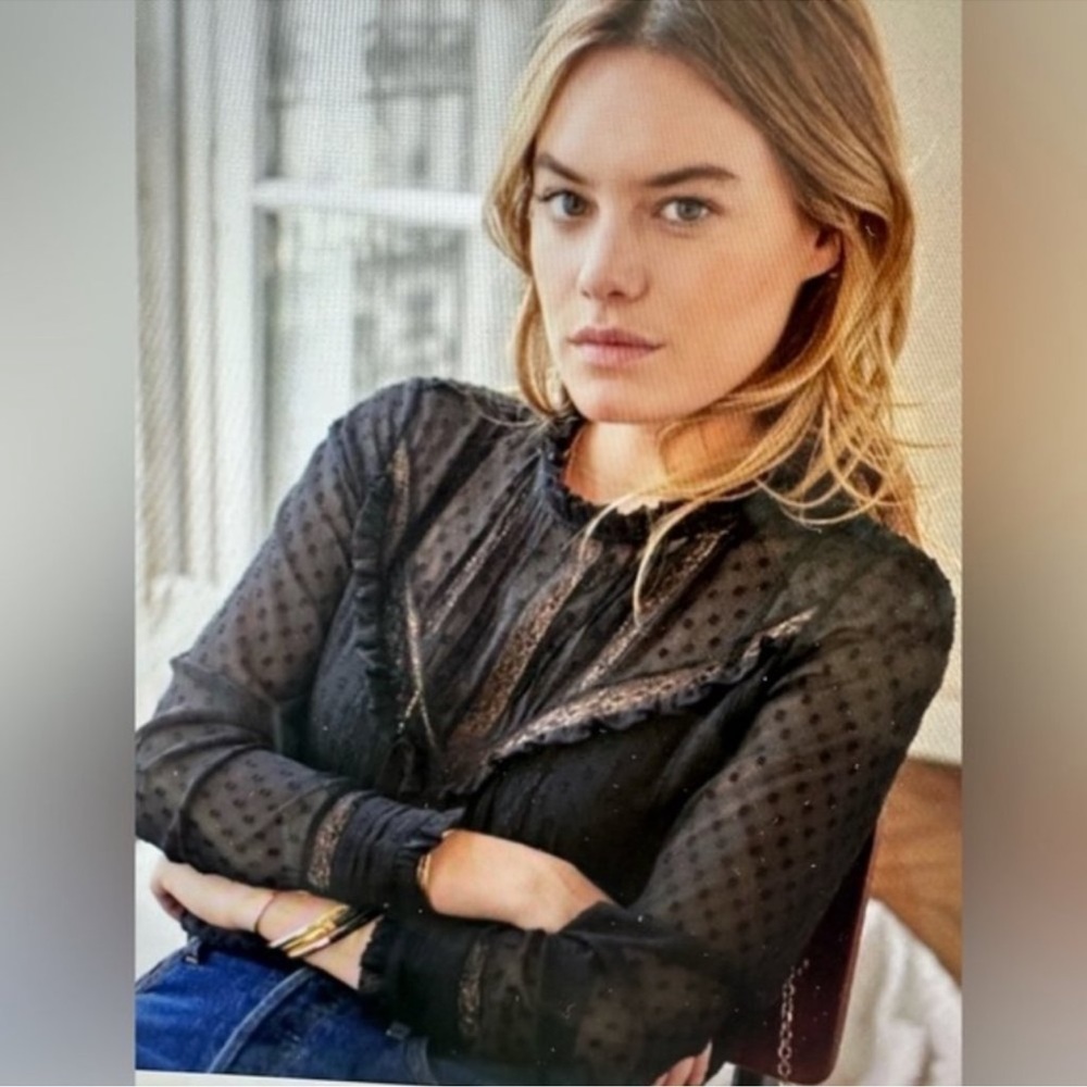 Sezane Kristina Black Swiss Dot Top